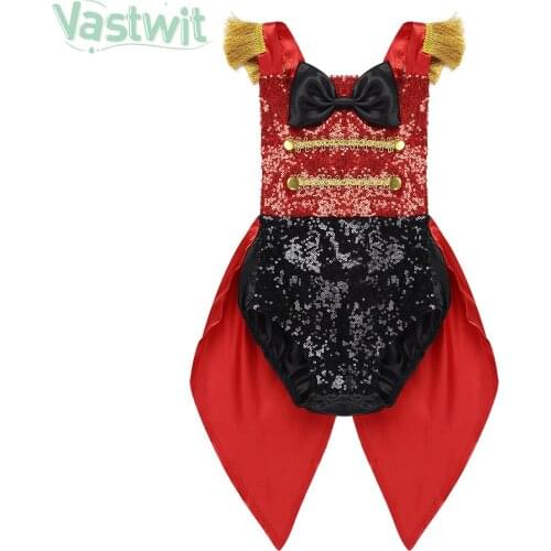 Infant Baby Girls Ringmaster Circus Costume Rompers Sequined Bowknot Romper for Halloween Cosplay Party Dress Up Clothes