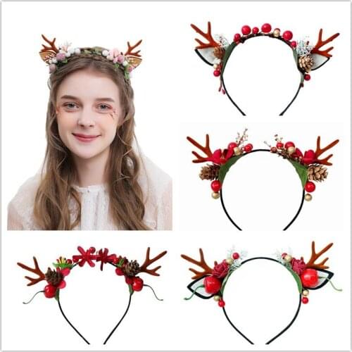 Christmas Little Antlers Headdress Sweet Cute Sen Cat Ears Headband Flowers Elk Headband