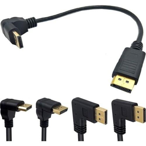 DisplayPort Angle Cable Up & Down & Left & Right DP Display Port Male To Male HD 3D For HDTV PC Graphics Cards Projector 30cm