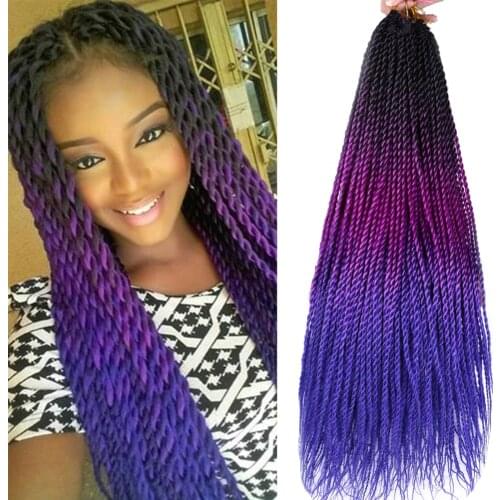 Belle Show Long Senegalese Twist Crochet Hair 22" 20 Strands Synthetic Ombre Braiding Hair Extensions Senegal Twist Braids Hair