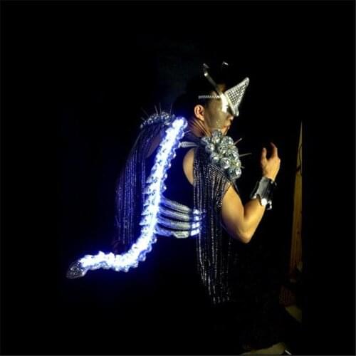 WX20 Mens Singer keel tail clothes ballroom dancing clothing bar party dj disco suits performance led light stage costumes
