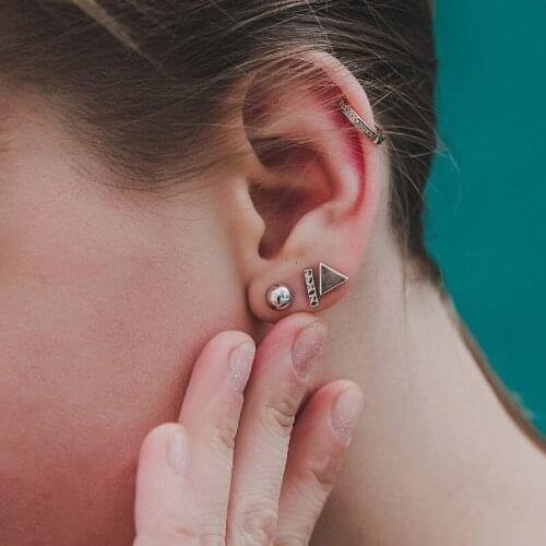 Laramoi Trendy Geometric Stud Earrings Women Stainless Steel Small Strip Earrings Anniversary Birthday Wedding Praty Jewelry