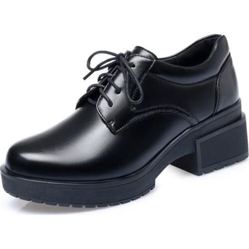 Best Sale 2020 New Top Cowhide High Heel Shoes Women Fashion Shoes Spring Leather Shoes Elegant Banquet Work Shoes Large Size 43