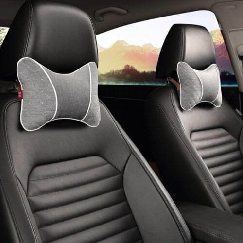 1 Pair Car Interior Headrest Short Plush Comfortable Breathable Seat Neck Pillow Plaid Pattern
