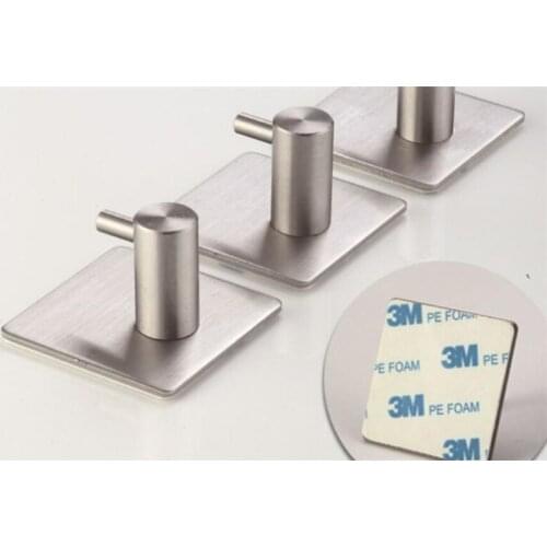 10pcs/lot Self Adhesive Home Kitchen Wall Door Hook Key Rack Kitchen Towel Hanger Stainless steel
