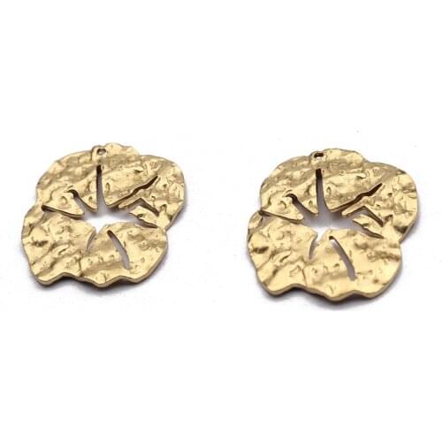 20pcs New Brass Broken Leaf Charms Hammered Flower Charms Pendant For DIY Earrings Necklace Jewelry Findings Making