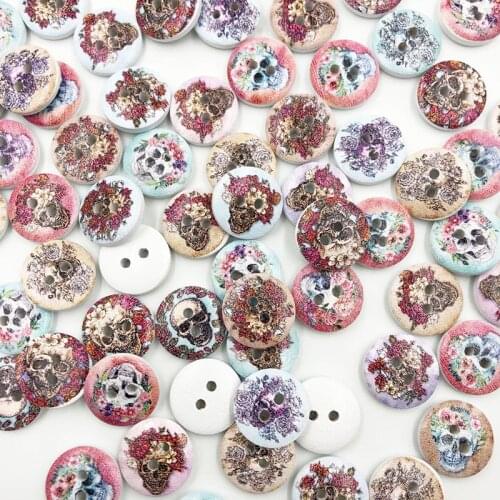 100Pcs Skull Mixed Wooden Button Random Seaman Sewing Accessories Decorative Buttons Handmade Scrapbooking Craft WB698