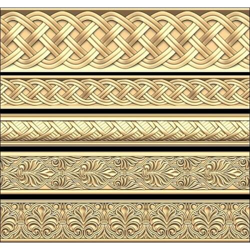 5pcs Decor horizontal frieze 3d model relief for cnc carving engraving in STL file format