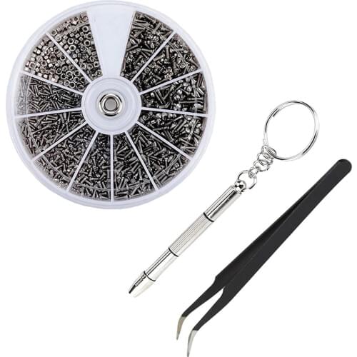 600PCS Eyeglasses Sunglass Spectacles Tiny Screws Nut Assortment Repair Tool Kit Set with Tweezer Micro Screwdriver