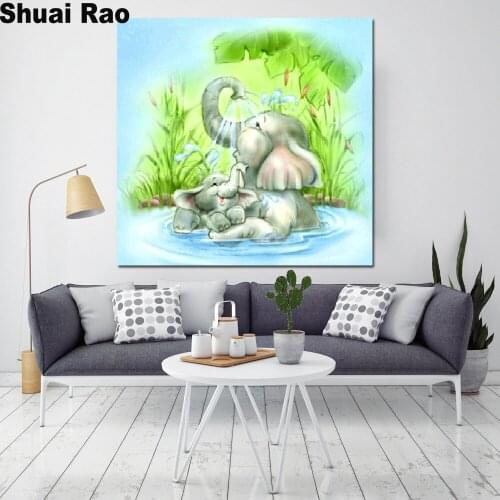 DIY 5D Diamond Painting"cartoon cute Elephant cubs"Full Round Mosaic Animal crystal rhinestones embroidery diamond picture