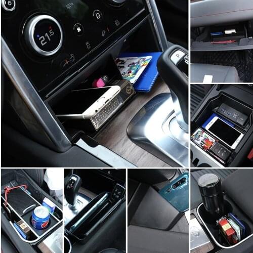 Auto Accessories For Land Rover Discovery Sport 2019-20 ABS Black Center Control Storage Box Phone Glove Armrest Box car goods