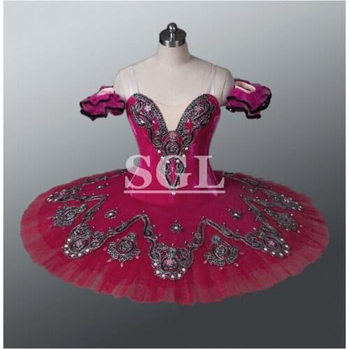 Free Shipping Adult Rose Red Color Ballet Tutu For Sale Opera Costumes Professional Custom Made Tutu For Competitiom AT1050