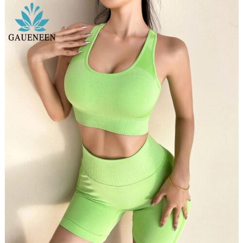 GAUENEEN Seamless Yoga Set Gym Clothing Workout Clothes For Women Tracksuit Gym Set Sports Bra High Waist Shorts Sport Outfit