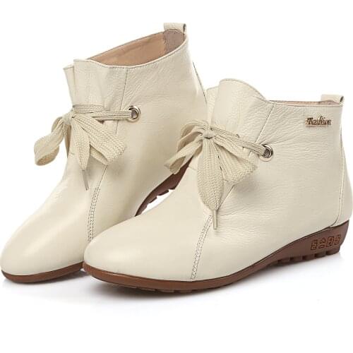 Big size 31-43 high quality 2019 spring & autumn comfortable women cow leather solid low square heel ankle riding boots 3 colors