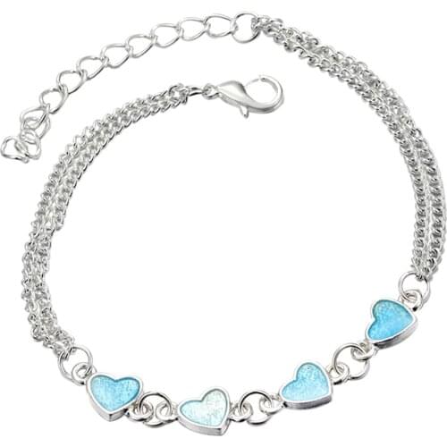 Heart Charms Bangle for Women Girls Summer Barefoot Beach Anklet Jewelry