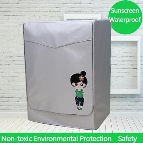 UV-resistant Cartoon Washing Machine Cover Waterproof Washer Machine Cloth Dust Proof Cover Case for Front Opening Oxford Cloth