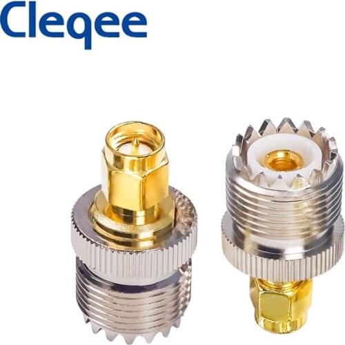 Cleqee 2PCS UHF Female to SMA Male PL-259 SO-239 RF Coax Adapter Connector pl259 Converter