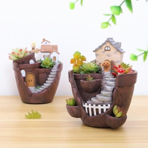 Farm House Flowerpot Fairy Garden Planter Pot Succulent Plant Pot Home Decoration Desktop Flower Pot Ornament