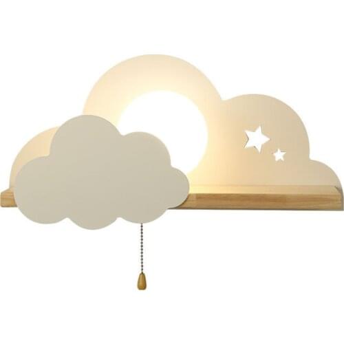 Childrens Room Bedroom Cute Bedside Lamp Macarons Cloud Decorative Wall Lamp with Shelf Wall Lamp