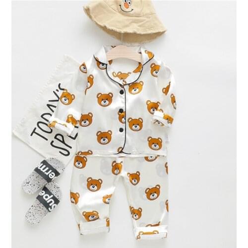 Baby Kids Pajamas Sets Cotton Long Sleeved Tshirt+pant Cartoon Girl Clothing Autumn 2pcs Sleepwear Suit Pyjama Trousers