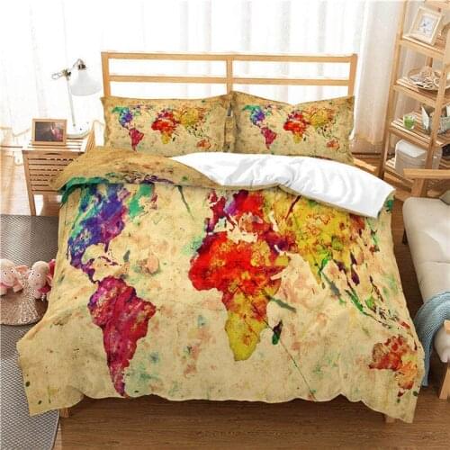 World Map Bedding Set Single Twin Full Queen King Size World Map Bed Set Childrens Kid Bedroom Duvetcover Sets 3D Full Print 10