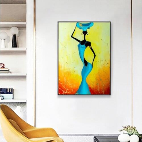 African Sexy Woman Art Canvas Painting Abstract Vintage Posters and Prints on The Wall Art Picture for Living Room Home Decor