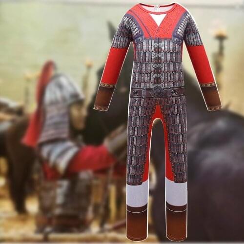 New Movie Mulan Kids Halloween Cosplay Clothing Girls Mulan Costume Mulan Tabard Full Set Cosplay Costume Outfit for Party