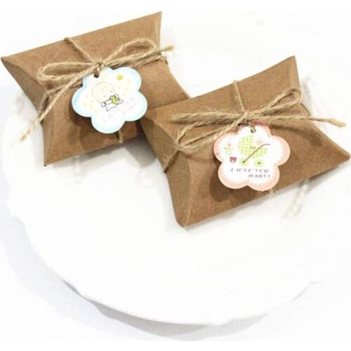 Kraft Paper Candy Box Wedding Gifts Box For Guests Birthday Party Baby Shower Boy Girl Gift Bag Party Decoration Supplies