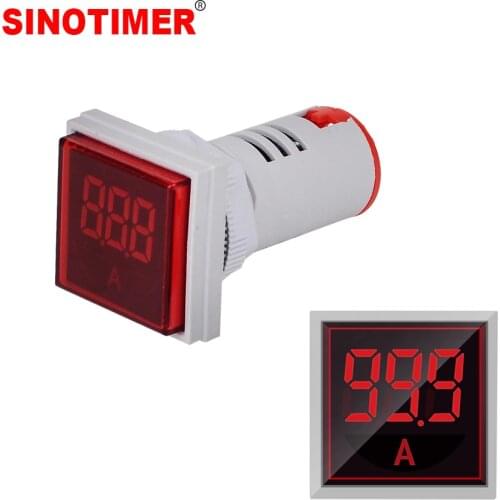 Square AC 0-100A 22mm Hole Size Ampere Ammeter Digital LED Display Current Indicator Tester with Current Transformer