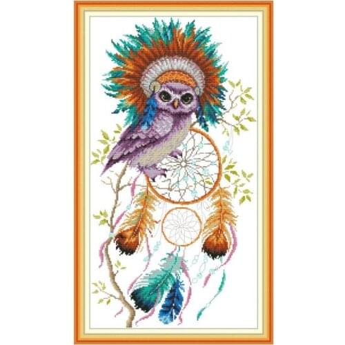 Owl dream catcher cross stitch kit aida 14ct 11ct count print canvas cross stitches needlework embroidery DIY handmade