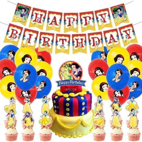 1set Disney Snow White Balloon Banner Set Snow White Birthday Party Balloons Kids Birthday Party Decoration Baby Shower Balloons