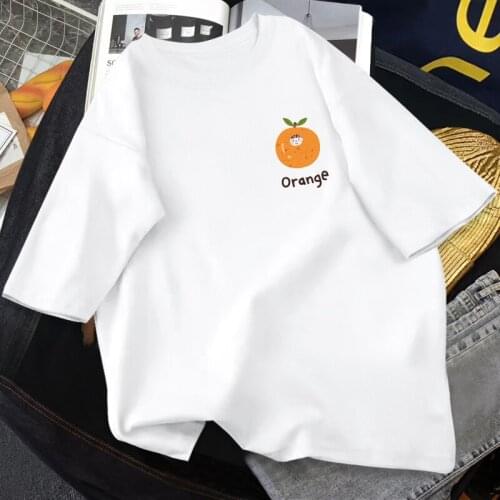2021 New Women T Shirts Orange Letter Print Short Sleeve Fashion Harajuku Tee Shirt Oversized Tops Female T-shirt Clothes Tops