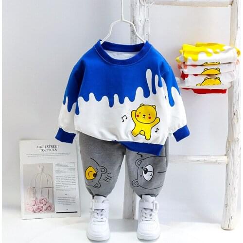 Spring And Autumn New Sports Set 2 Pcs Suit Children Round Neck Pullover Clothing Boys Girls Outfits