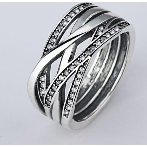 Wholesale Sale Fashion jewelry jewelry Pave Setting charm Compatible With Original 925 silver Retro woman Ring Ring cross