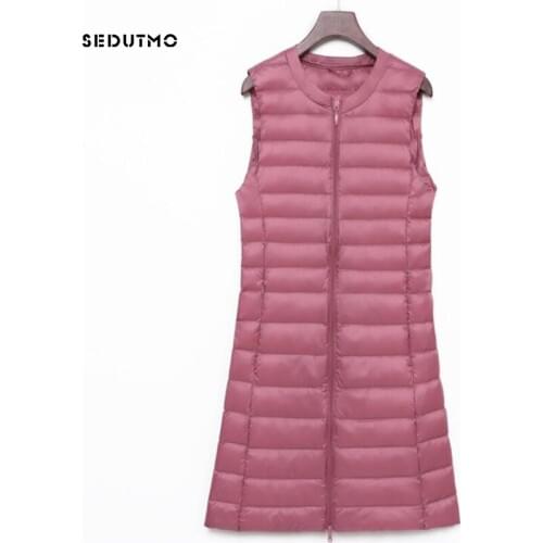 SEDUTMO Winter Plus Size 4XL Down Jacket Women Long Vest Ultra Light Waistcoat Autumn Coat Slim Parkas ED837