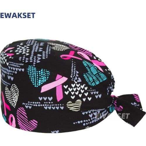 Wholesale Scrub Cap Women Men Cartoon Printed Nursing Caps Pet Shop Beauty Salon Working Hat Elastic Adjustable Surgicals Hats