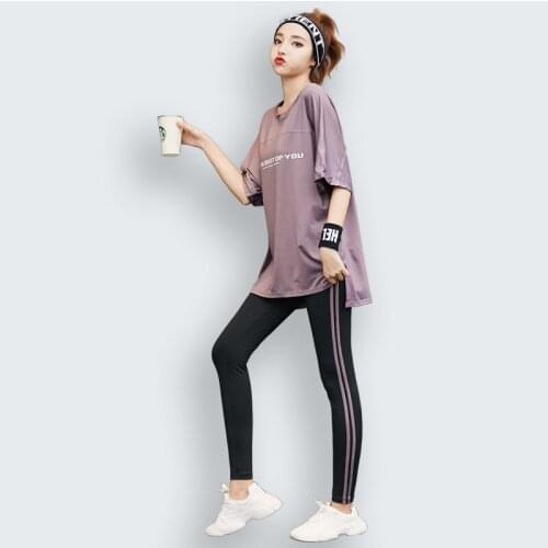 Loose t shirt+bra+pants women yoga 3 piece set quick dry fitness gym suit outdoor sportswear clothing running sets plus size 4XL