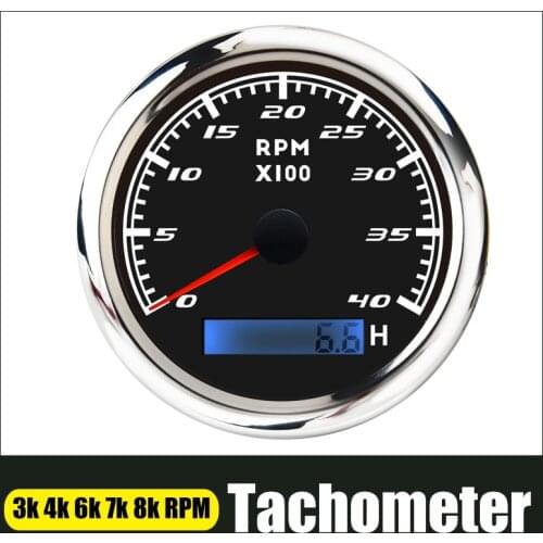 6000 RPM Tachometer Gauge With Red Backlight 3K 4K 7K 8K RPM Digital Tacho Meter Sensor 85mm stainless steel 316 bezel Gauges