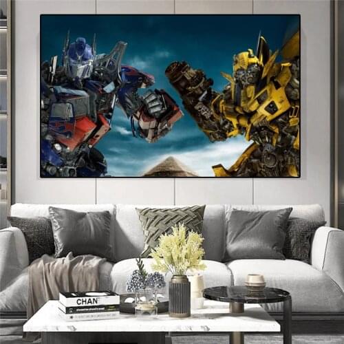Transformers Canvas Painting Bumblebee HD Movie Poster Home Decoration Black and White Wall Decoration and Room Wall Painting