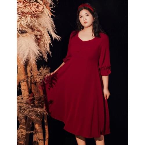 Evening Dress Tea-Length A-Line Empire Half Sleeves V-Neck Vintage Simple Elegant Ruched New Plus Size Women Formal Gowns D462