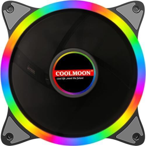 12cm Computer Cooling Fan DC 12V Large 4 Pin Quiet CPU Power Cooler Rainbow Lighting Chassis Case Fan Heatsink for Desktop PC