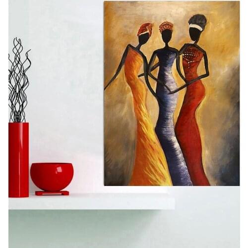 Vintage African Woman Portrait Oil Painting on Canvas Posters and Prints Cuadros Scandinavian Wall Art Pictures for Living Room