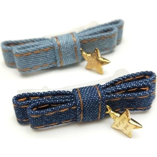 Pets Dogs Grooming Pet Hair Accessories for Dog Cat Handmade headdress Fashion denim bow Hairpin 20pcs/lot