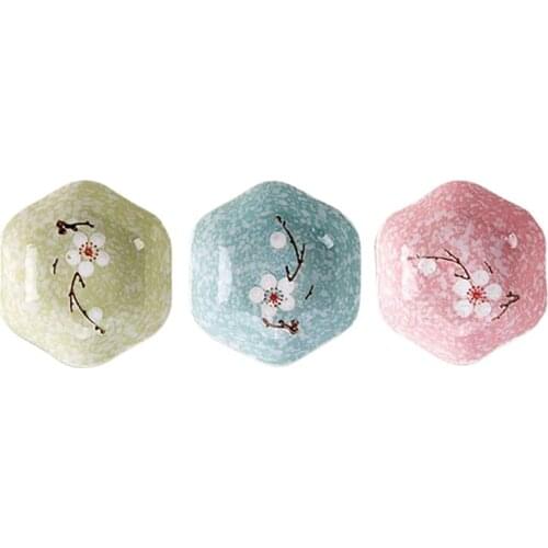 HOT SALE 3 Pcs Snowflake Ceramic Small Dish Tableware Vinegar Dish Household Soy Sauce Seasoning Dish Dipping Dish Snack Dish