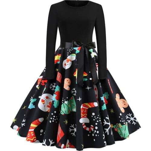 Vestidos Winter Ladies Dress 2021 New Fashion Chiffon Temperament Printed Retro Round Neck Long Sleeve Womens Dresses NBH235