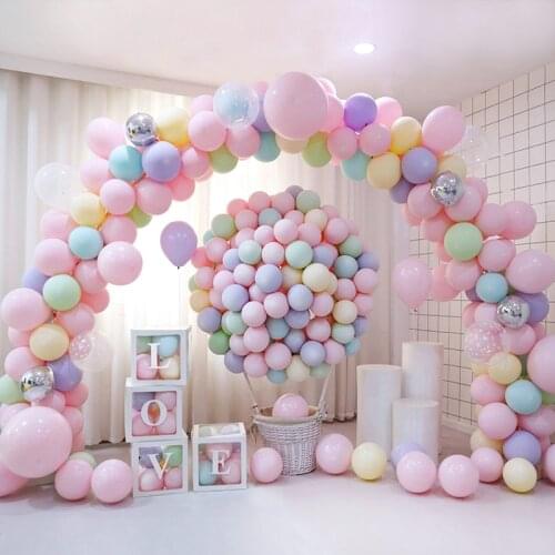 Valentines Day decorations Transparent Balloons Box I LOVE YOU frame Macaron Latex Balloons Rainbow Arch Kit for Wedding Decor