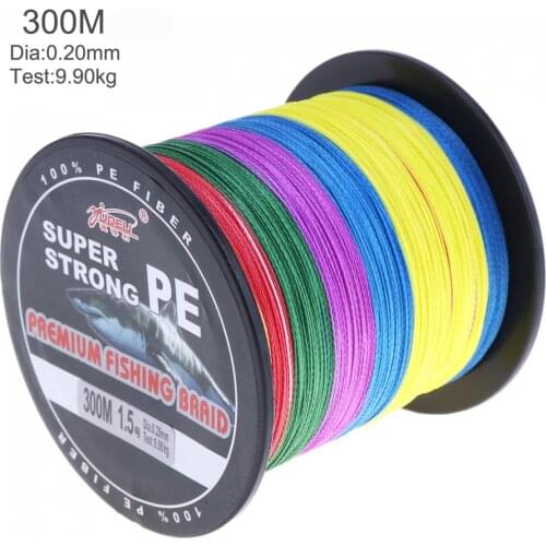 300m Multicolor Super Strong Fishing Line 4 Strands Weaves PE Braided Fishing Rope Multifilaments
