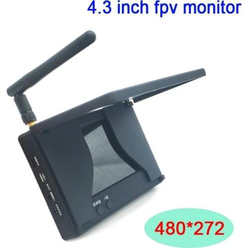 5.8G 48CH 4.3 Inch LCD 480x272 16:9 NTSC/PAL Auto Search FPV Monitor Build-in Battery For RC Multicopter Drone Part