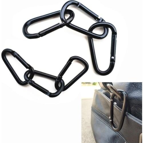 5PC Black Aluminum Carabiner D-Ring Key Chain Clip Safety Buckle Keyring Snap Hook Outdoor Camping Travel Sport Equipment Tools