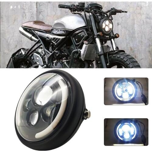 7inch LED Motorcycle Headlight Universal 7.5" Round Head Light for Cafe Racer Bobber Honda